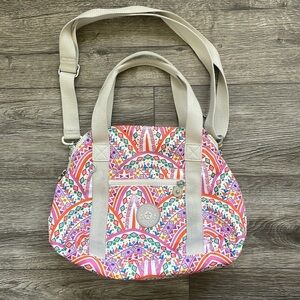 Kipling | Jumping for Joy Art U Expandable Shoulder Travel Bag White Pink